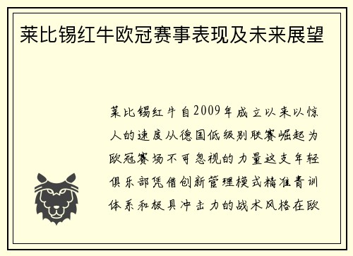 莱比锡红牛欧冠赛事表现及未来展望